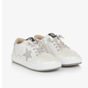 Old soles Kids platinum runner White Sneakers with Silver Star